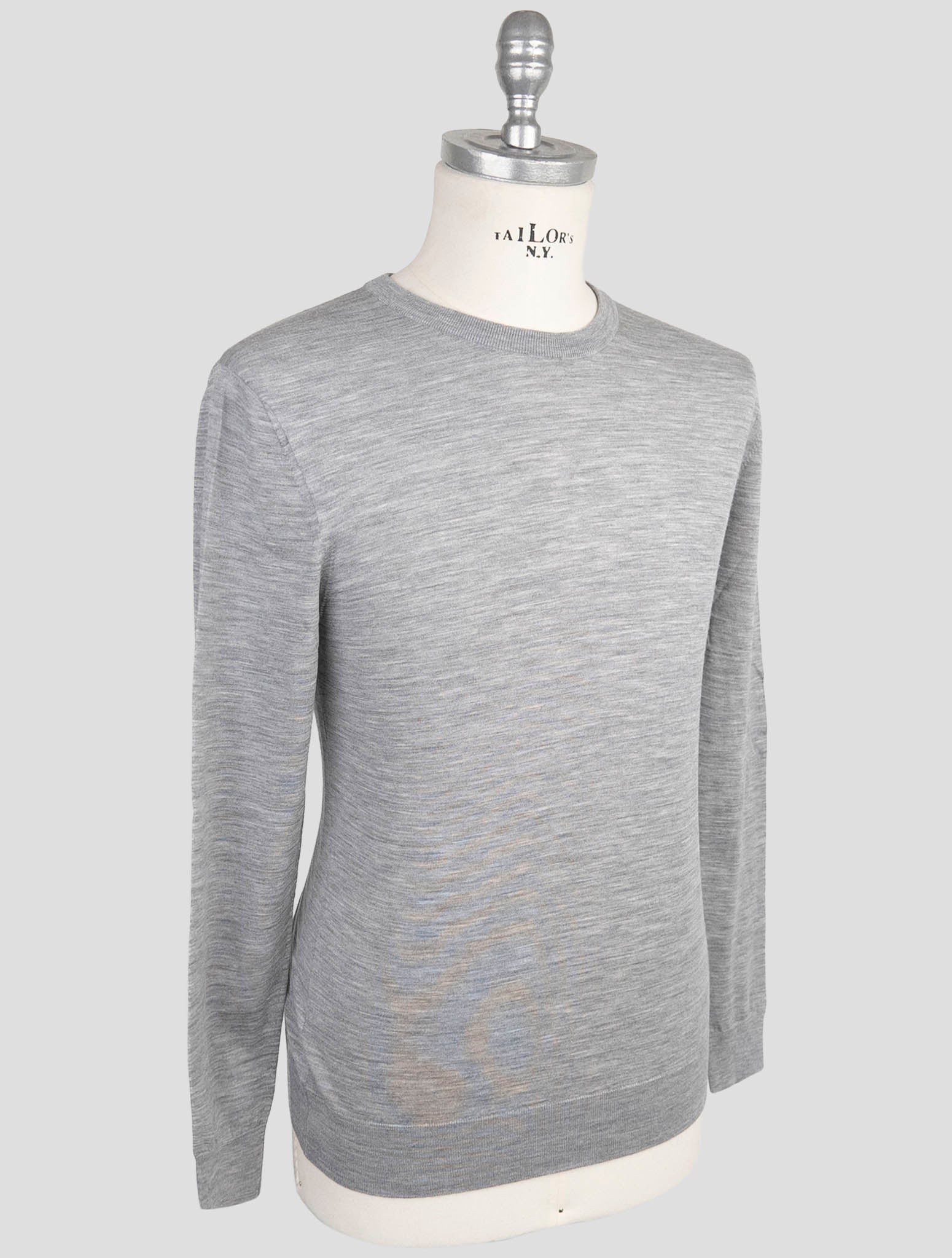 Kiton Gray Wool Sweater Crewneck