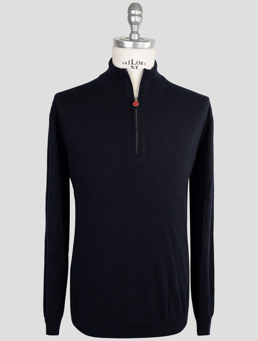 Kiton Dark Blue Cashmere Sweater Half Zip