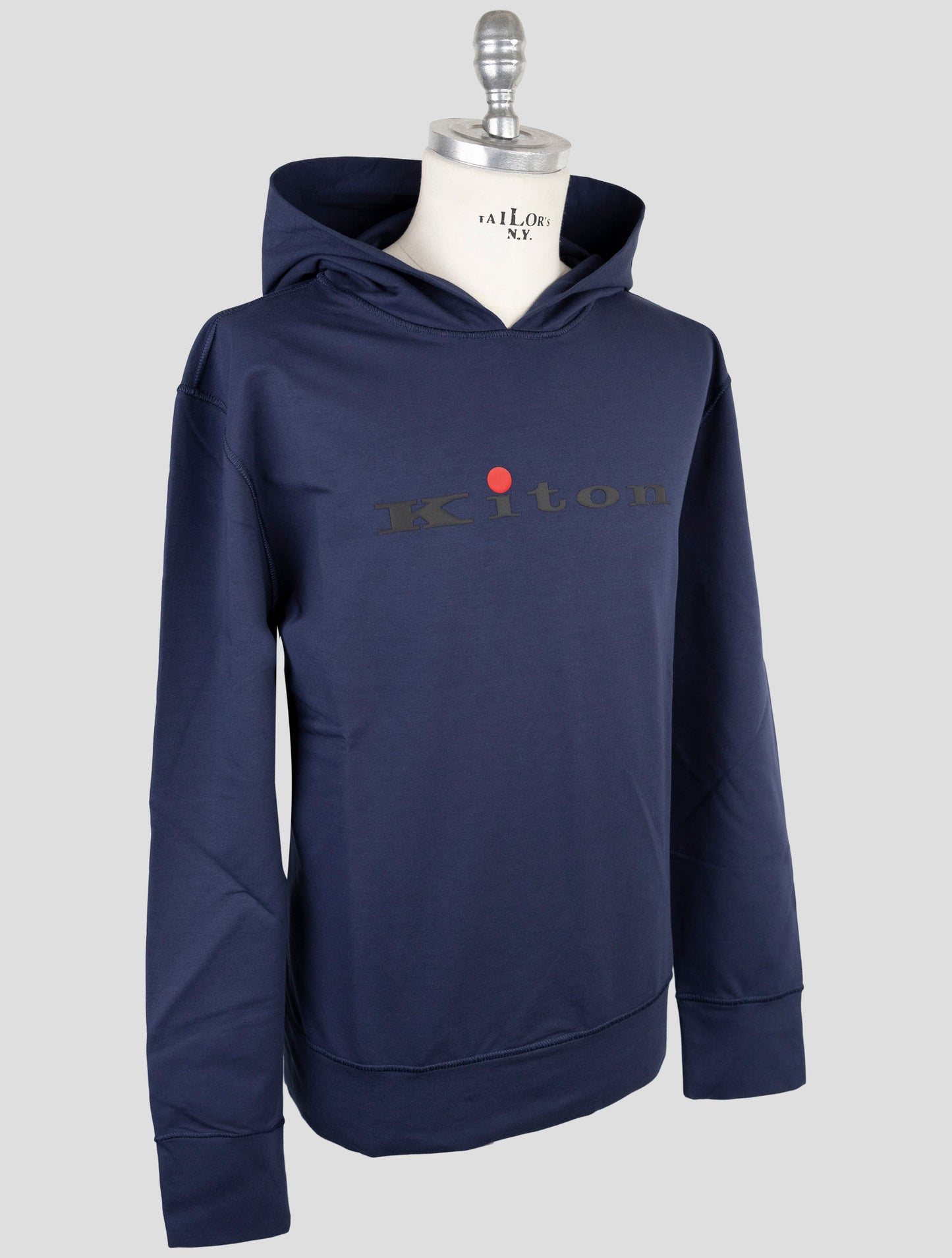 Kiton Blue Cotton Ea Sweater Hoodie