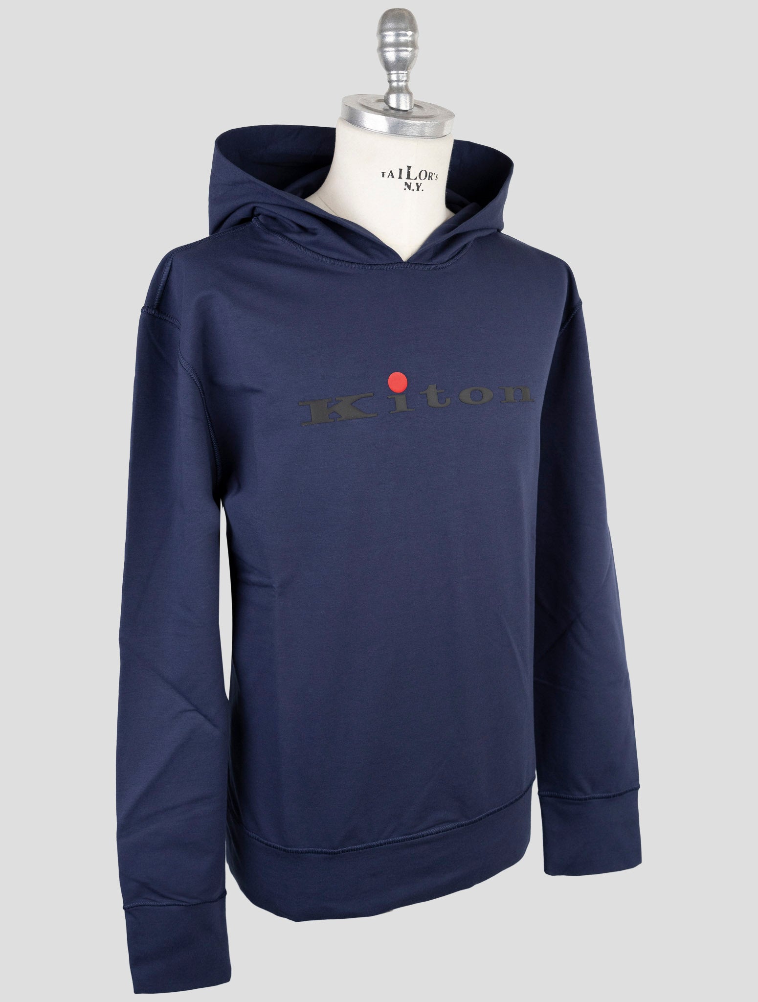 Kiton Blue Cotton Ea Sweater Hoodie