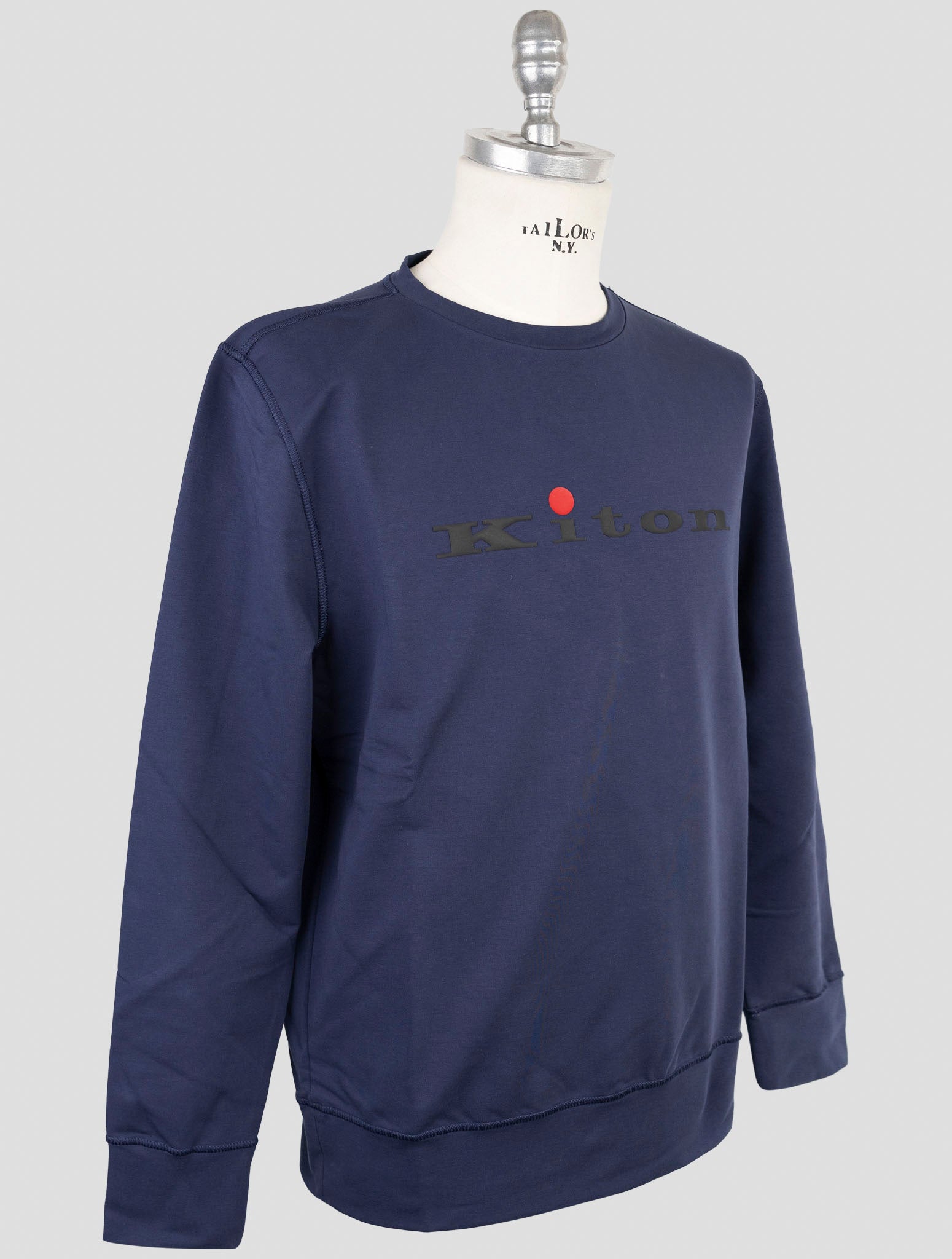 Kiton Blue Cotton Ea Sweater Crewneck
