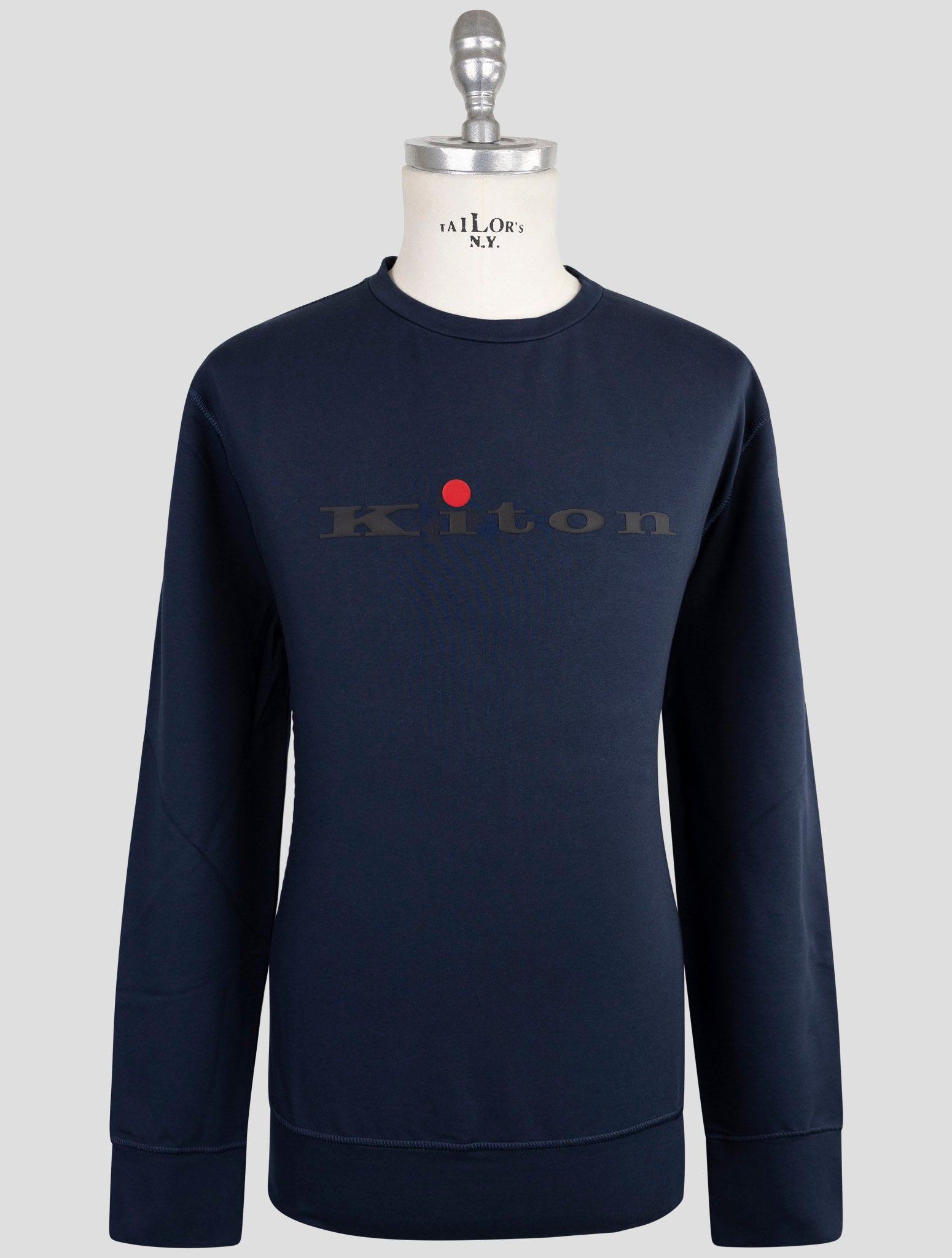 Kiton Blue Cotton Ea Sweater Crewneck