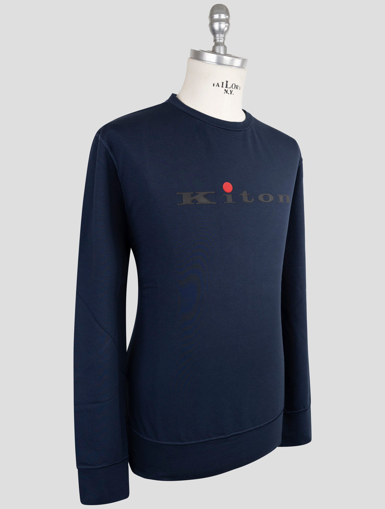 Kiton Blue Cotton Ea Sweater Crewneck