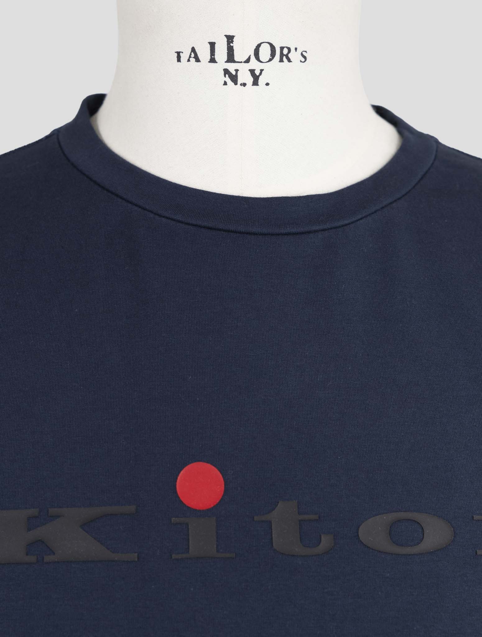Kiton Blue Cotton Ea Sweater Crewneck