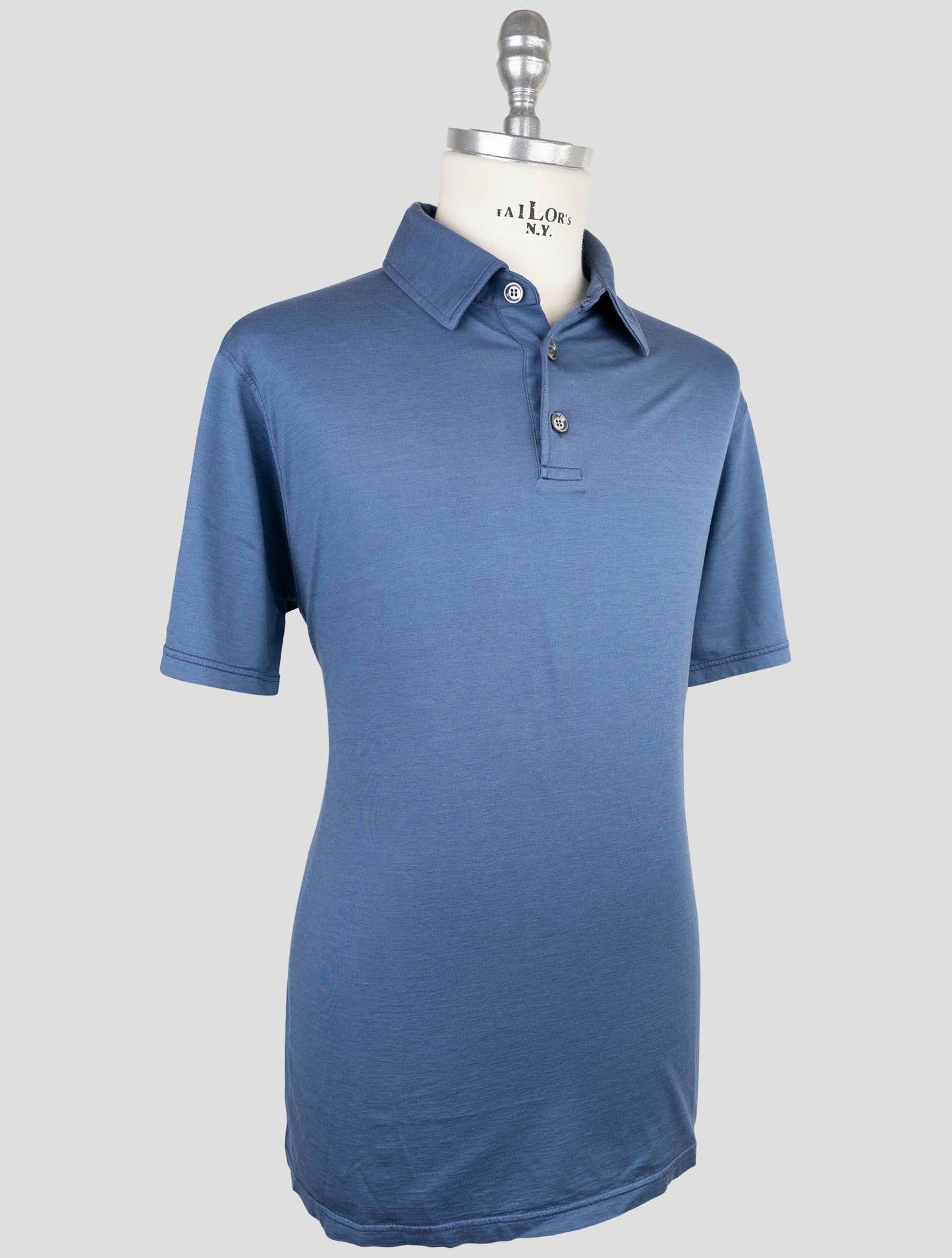 Kiton Blue Silk Cotton Polo