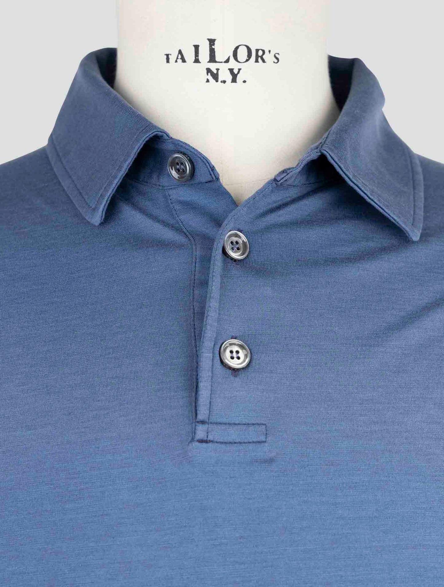 Kiton Blue Silk Cotton Polo