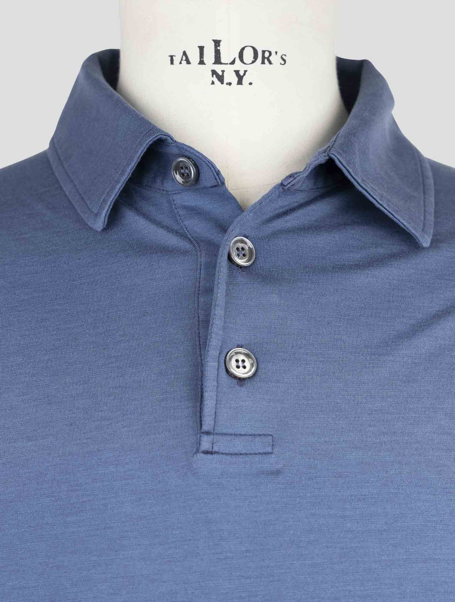 Kiton Blue Silk Cotton Polo