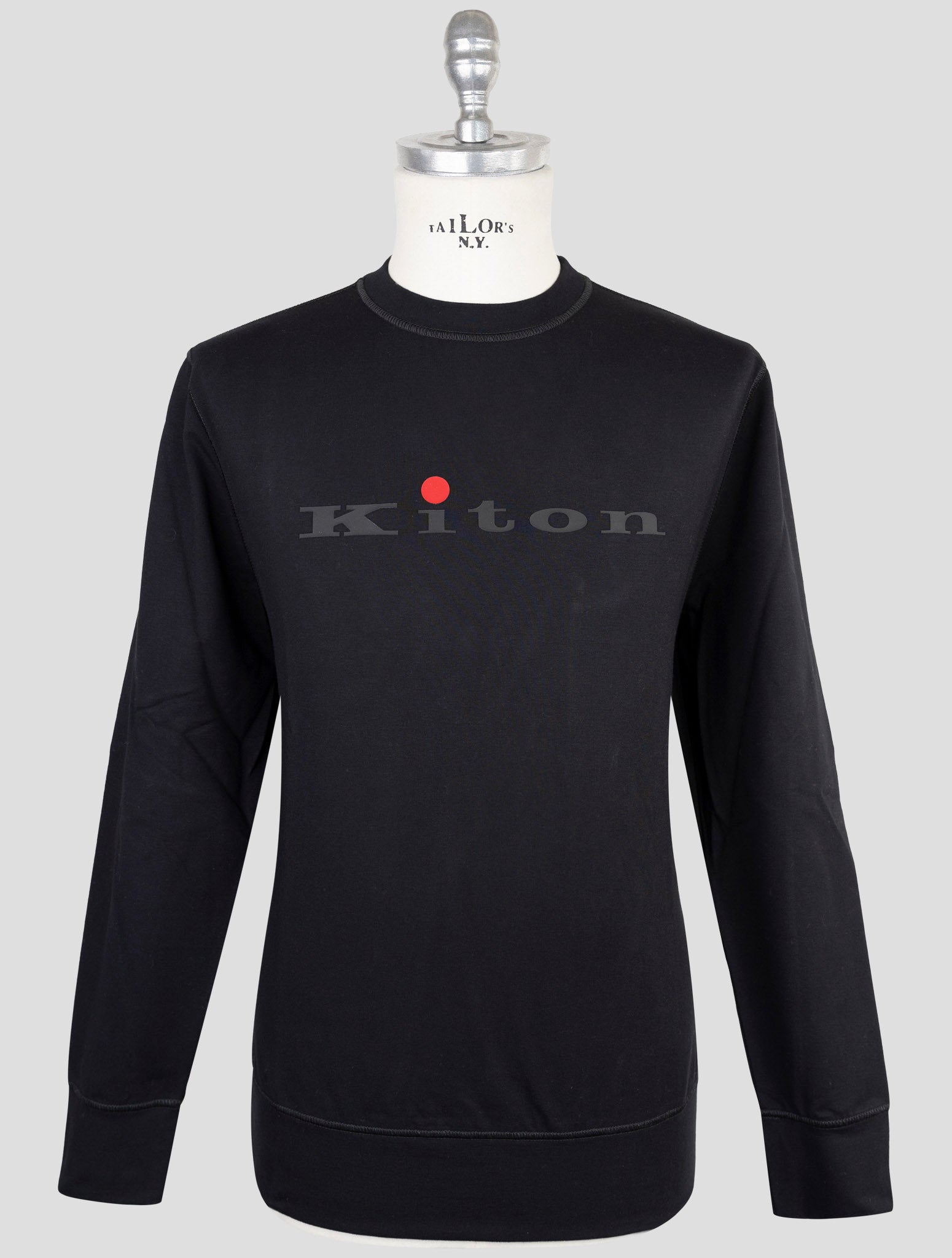 Kiton Black Cotton Ea Sweater Crewneck