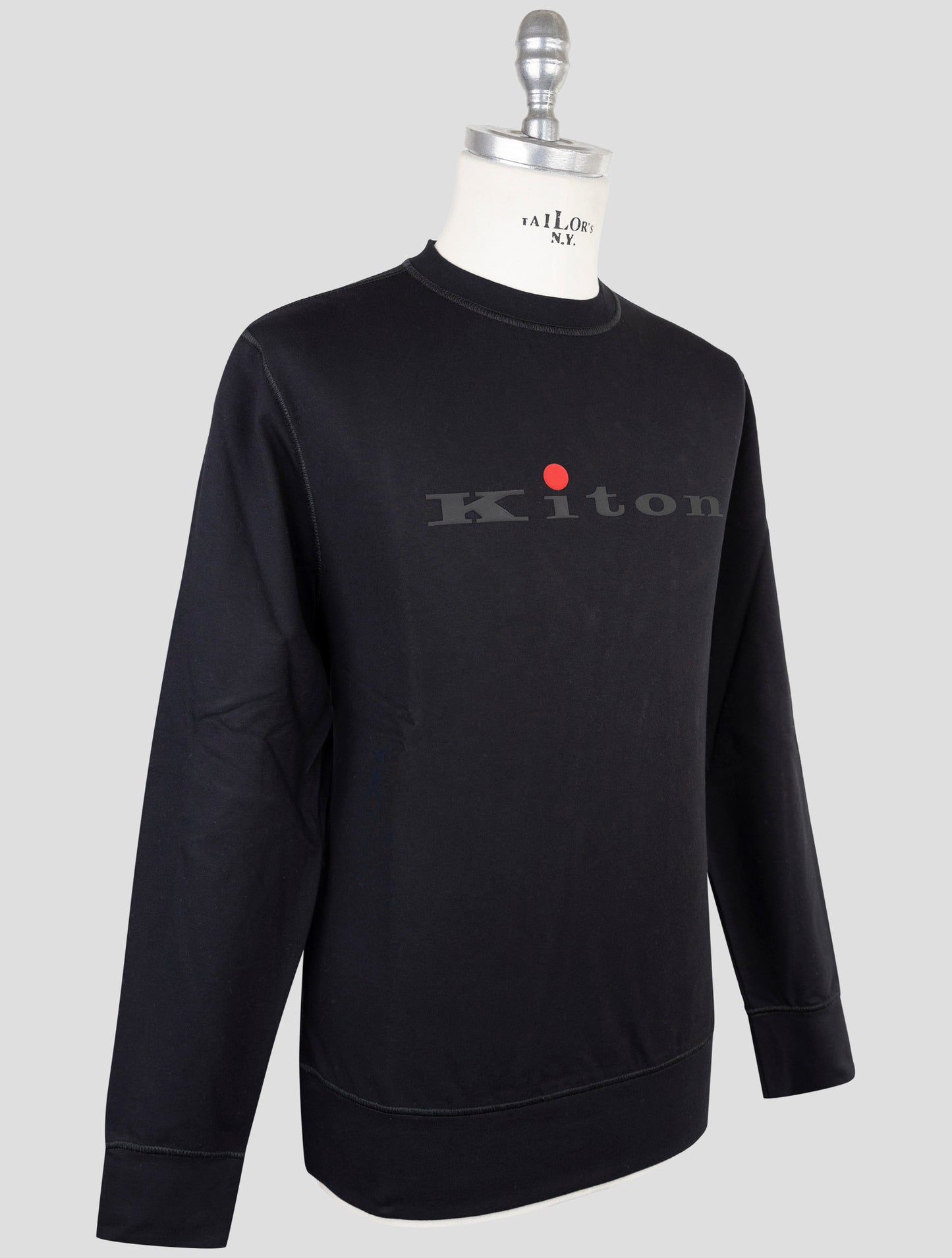 Kiton Black Cotton Ea Sweater Crewneck
