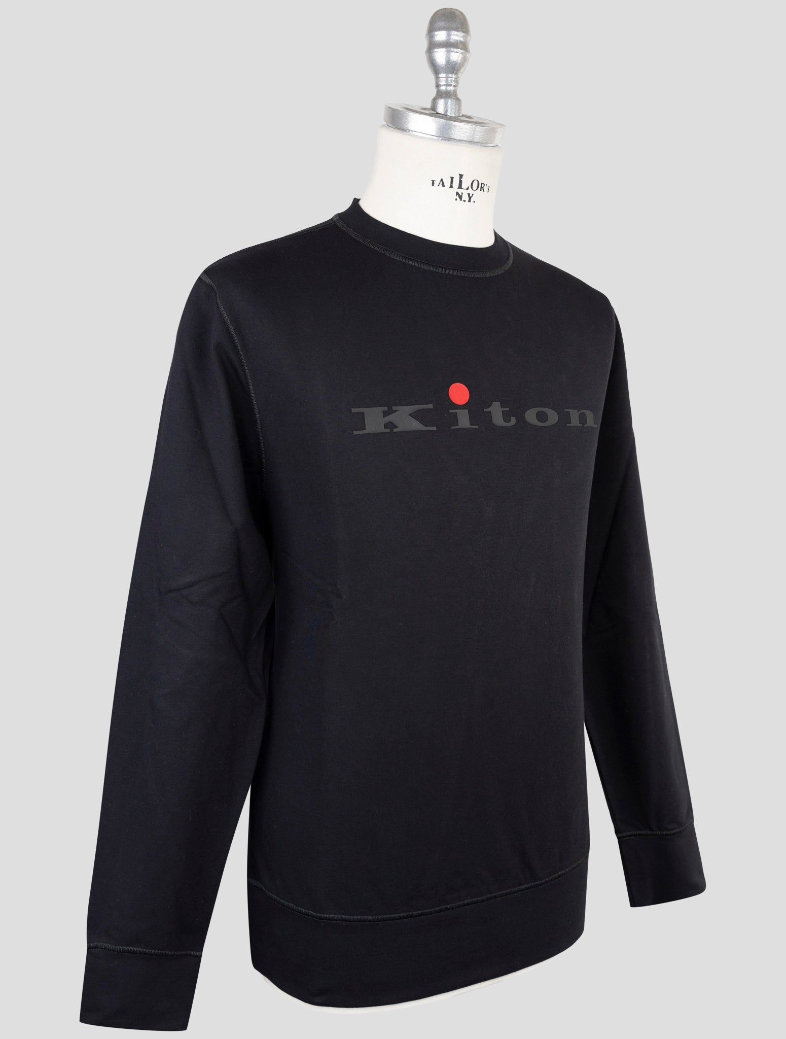 Kiton Black Cotton Ea Sweater Crewneck