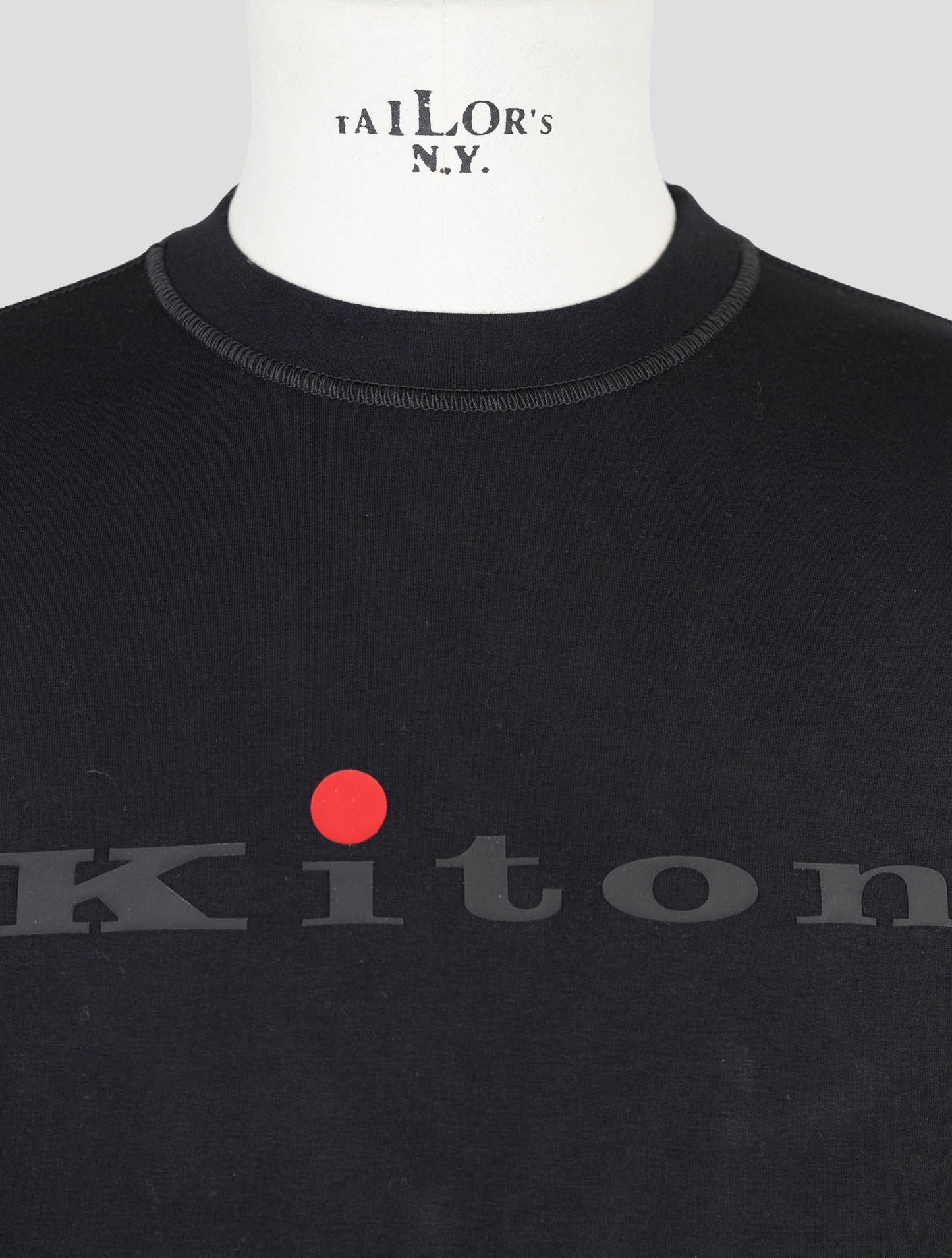 Kiton Black Cotton Ea Sweater Crewneck