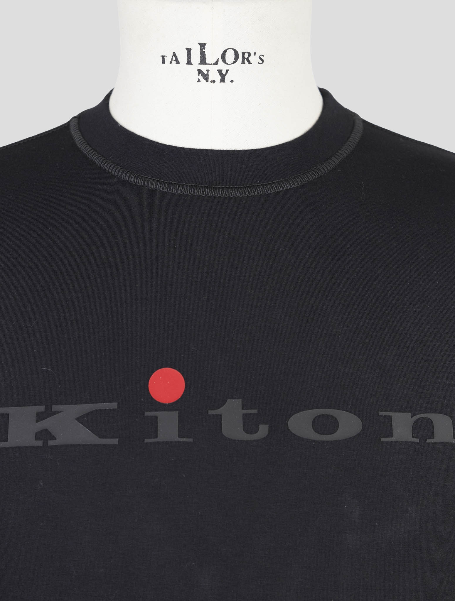Kiton Black Cotton Ea Sweater Crewneck