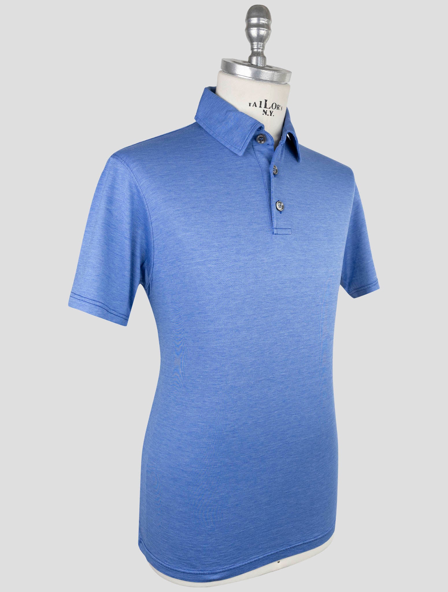 Kiton Light Blue Silk Cotton Polo