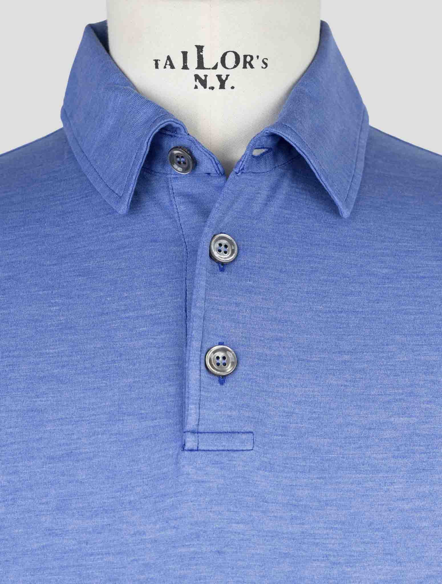 Kiton Light Blue Silk Cotton Polo
