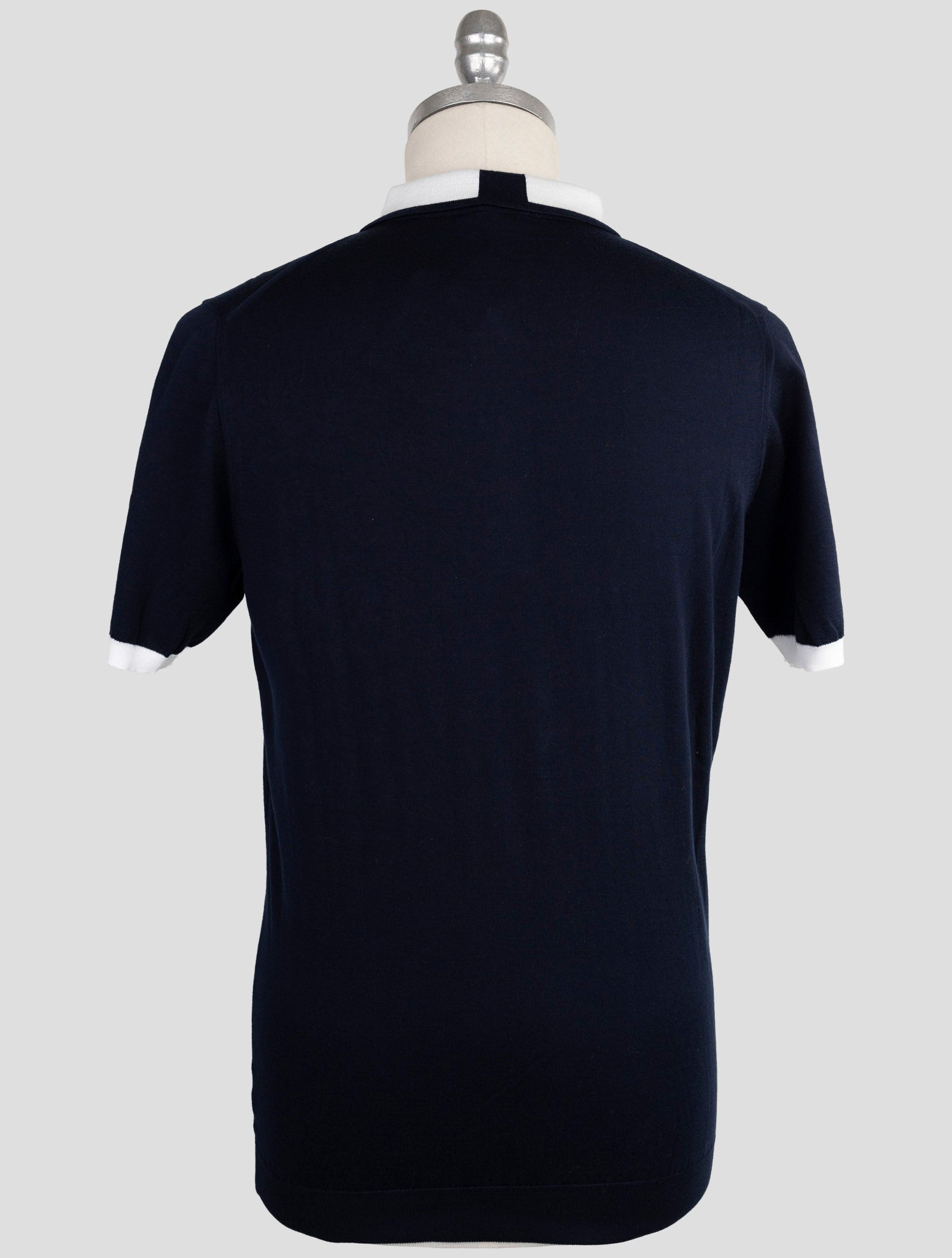 Kiton Blue Cotton Polo Half Zip