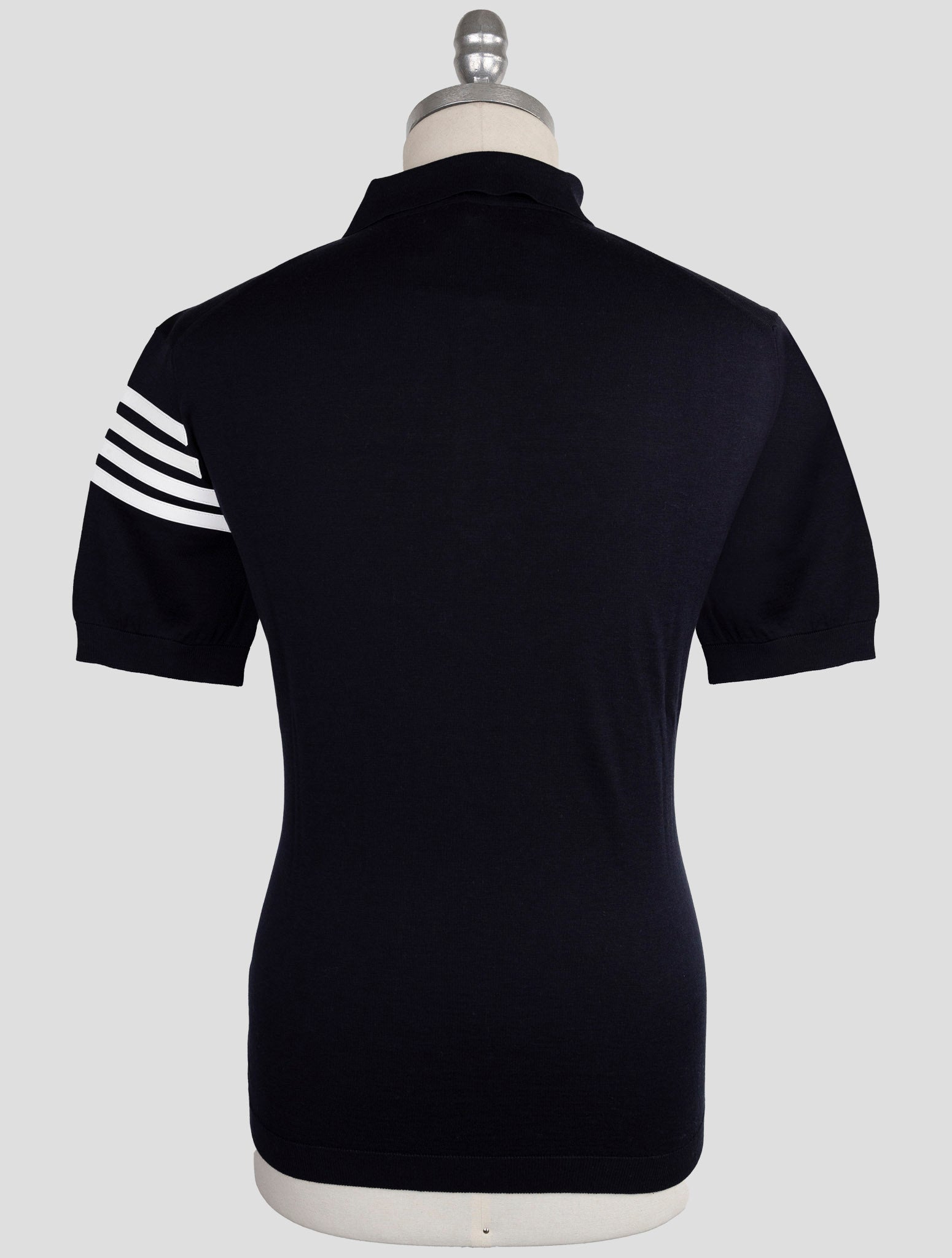 Kiton Blue Silk Cotton Polo Half Zip