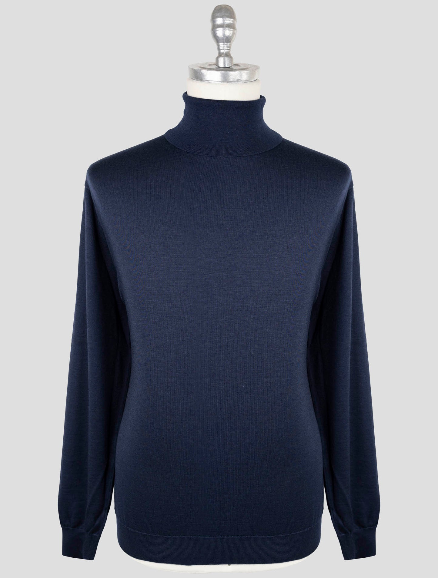 Kiton Blue Cashmere Silk Sweater Turtleneck
