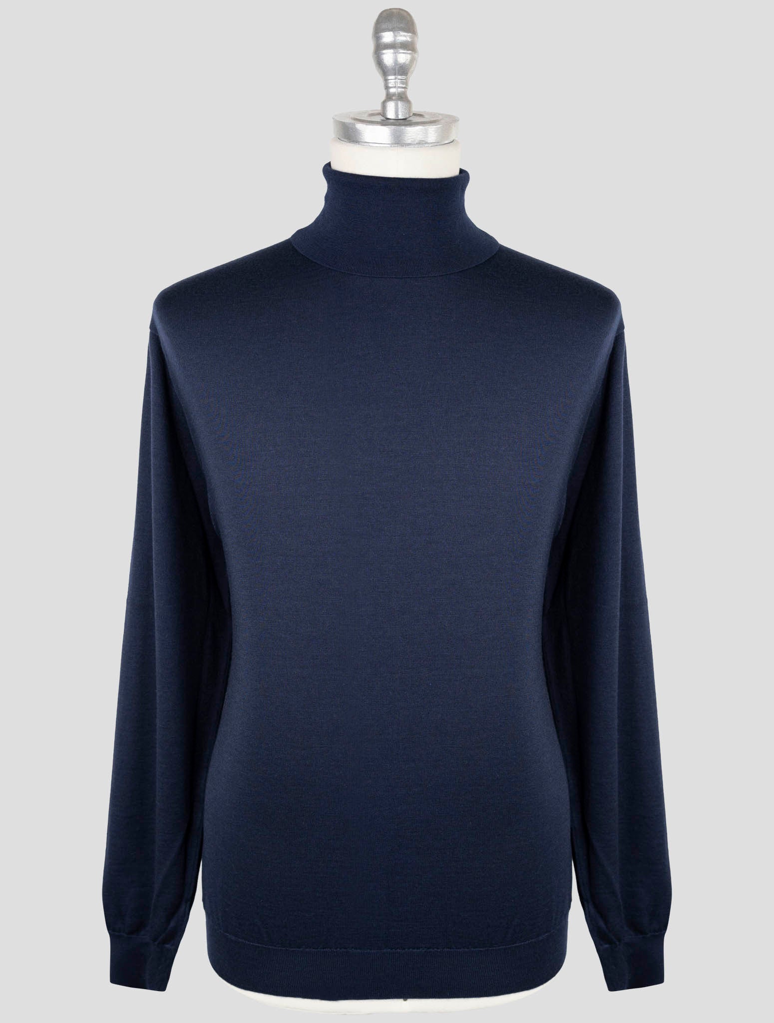 Kiton Blue Cashmere Silk Sweater Turtleneck