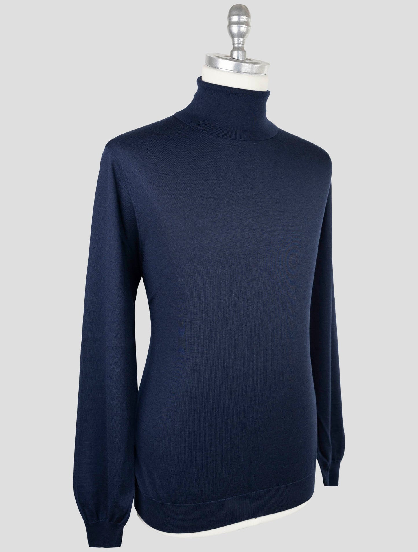 Kiton Blue Cashmere Silk Sweater Turtleneck
