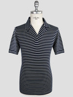 Kiton Blue White Cotton Polo