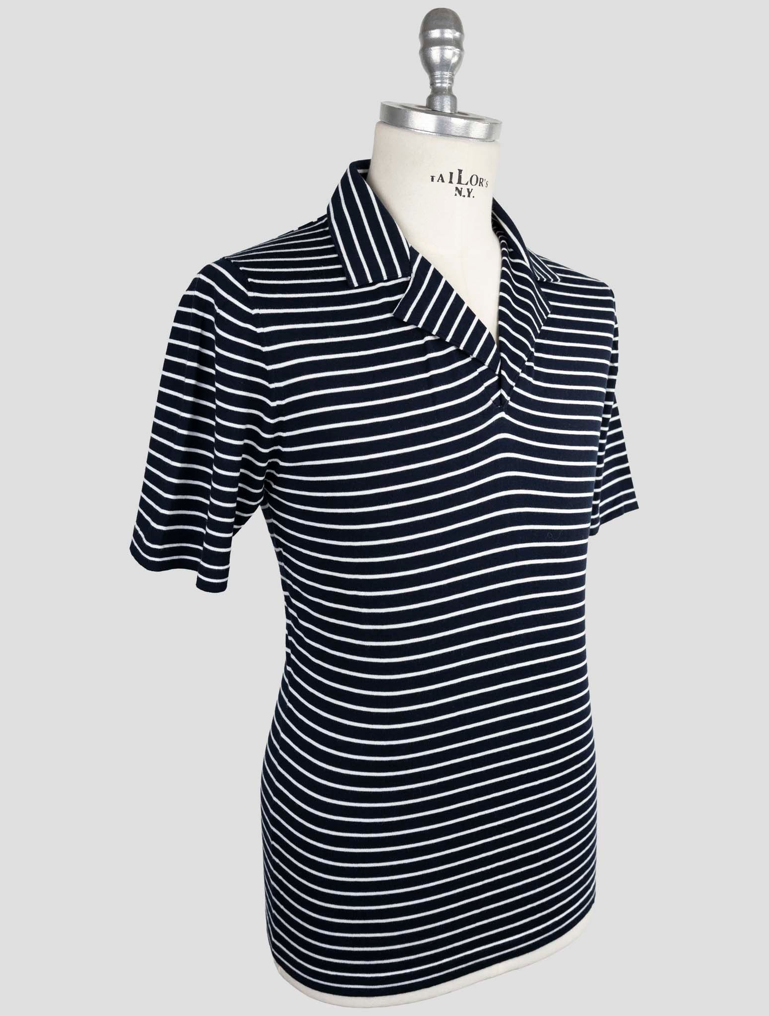Kiton Blue White Cotton Polo