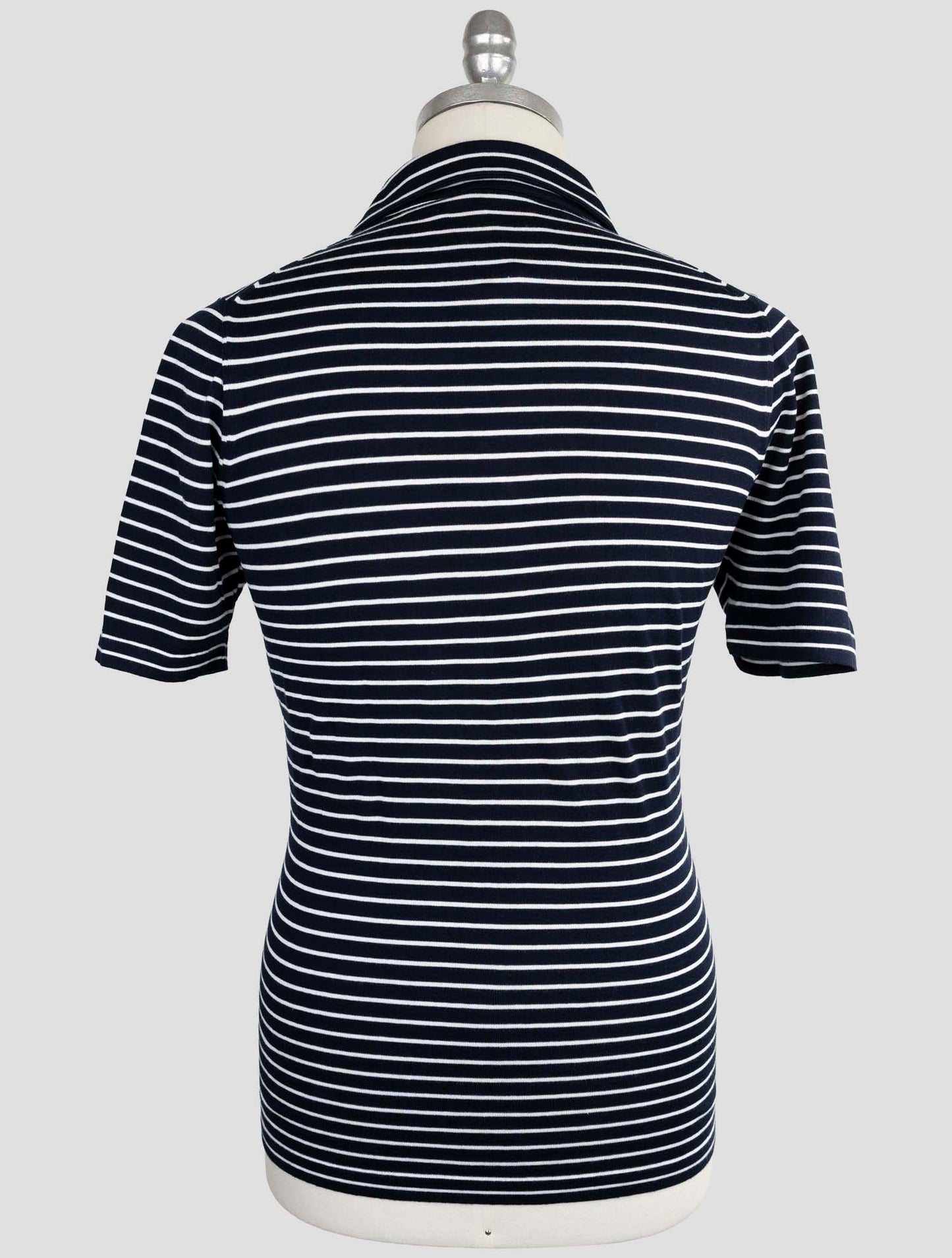 Kiton Blue White Cotton Polo