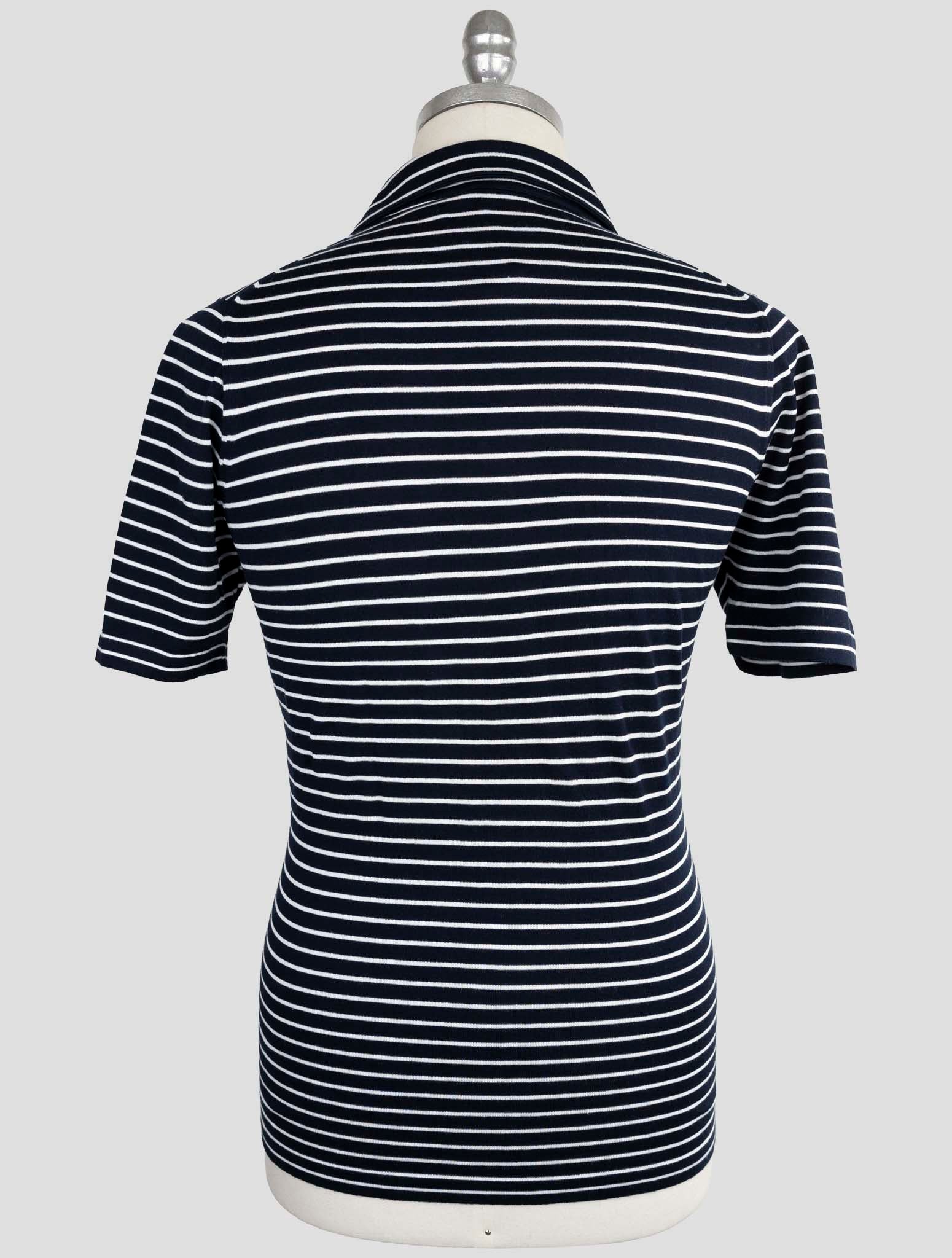 Kiton Blue White Cotton Polo