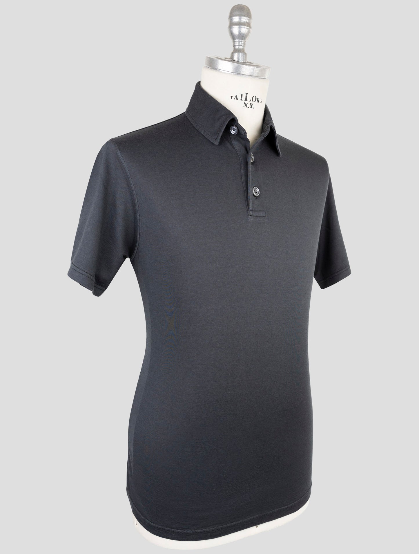 Kiton Dark Gray Silk Cotton Polo