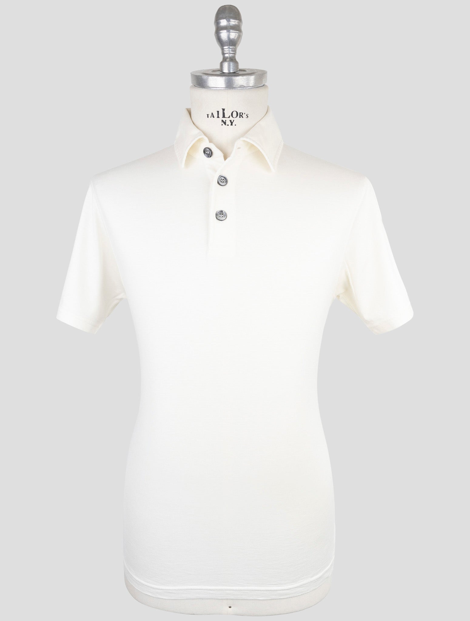 Kiton White Silk Cotton Polo