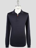 Kiton Blue Wool Sweater Half Zip
