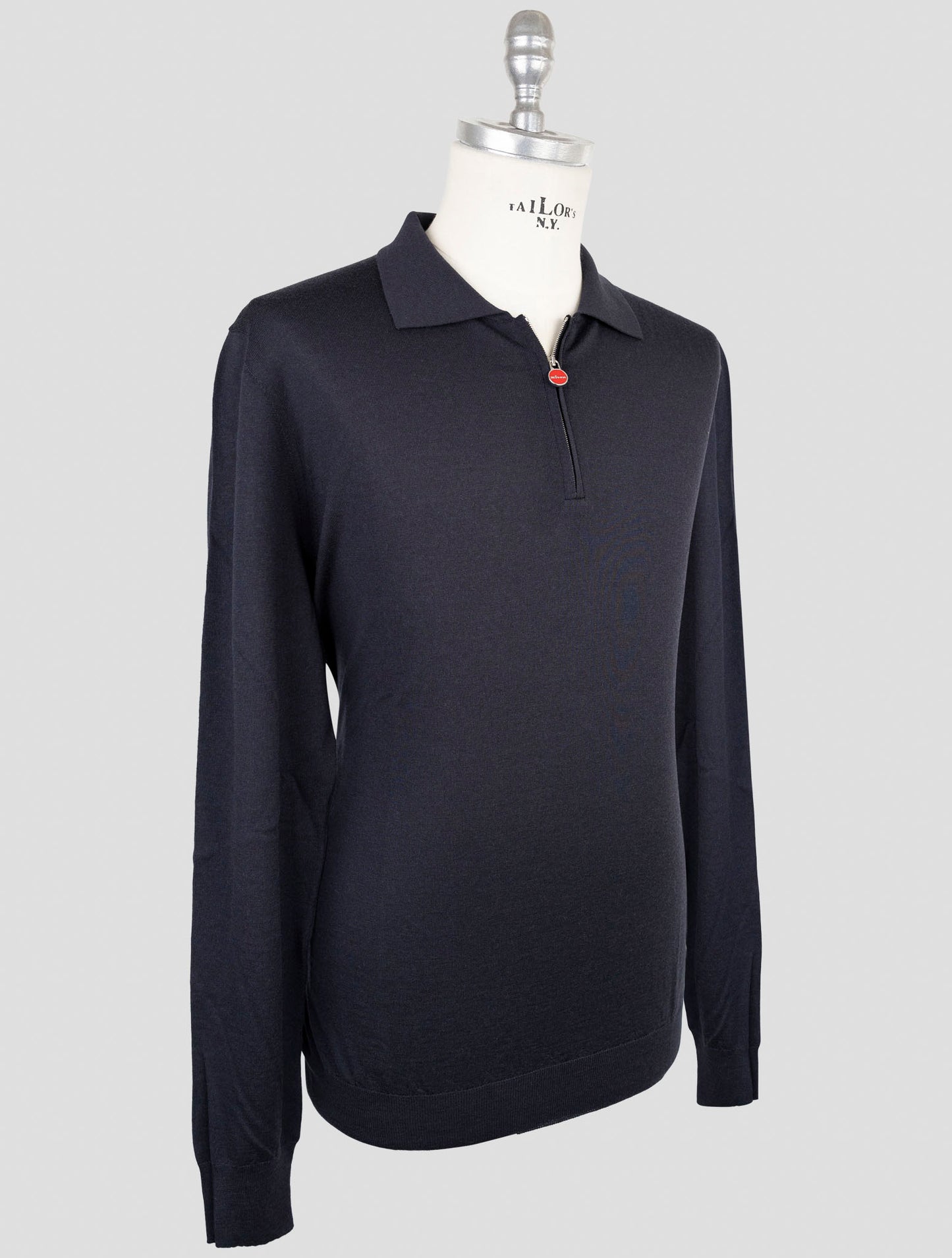 Kiton Blue Wool Sweater Half Zip
