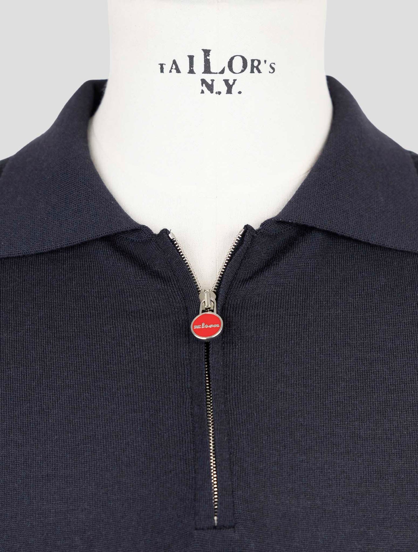 Kiton Blue Wool Sweater Half Zip