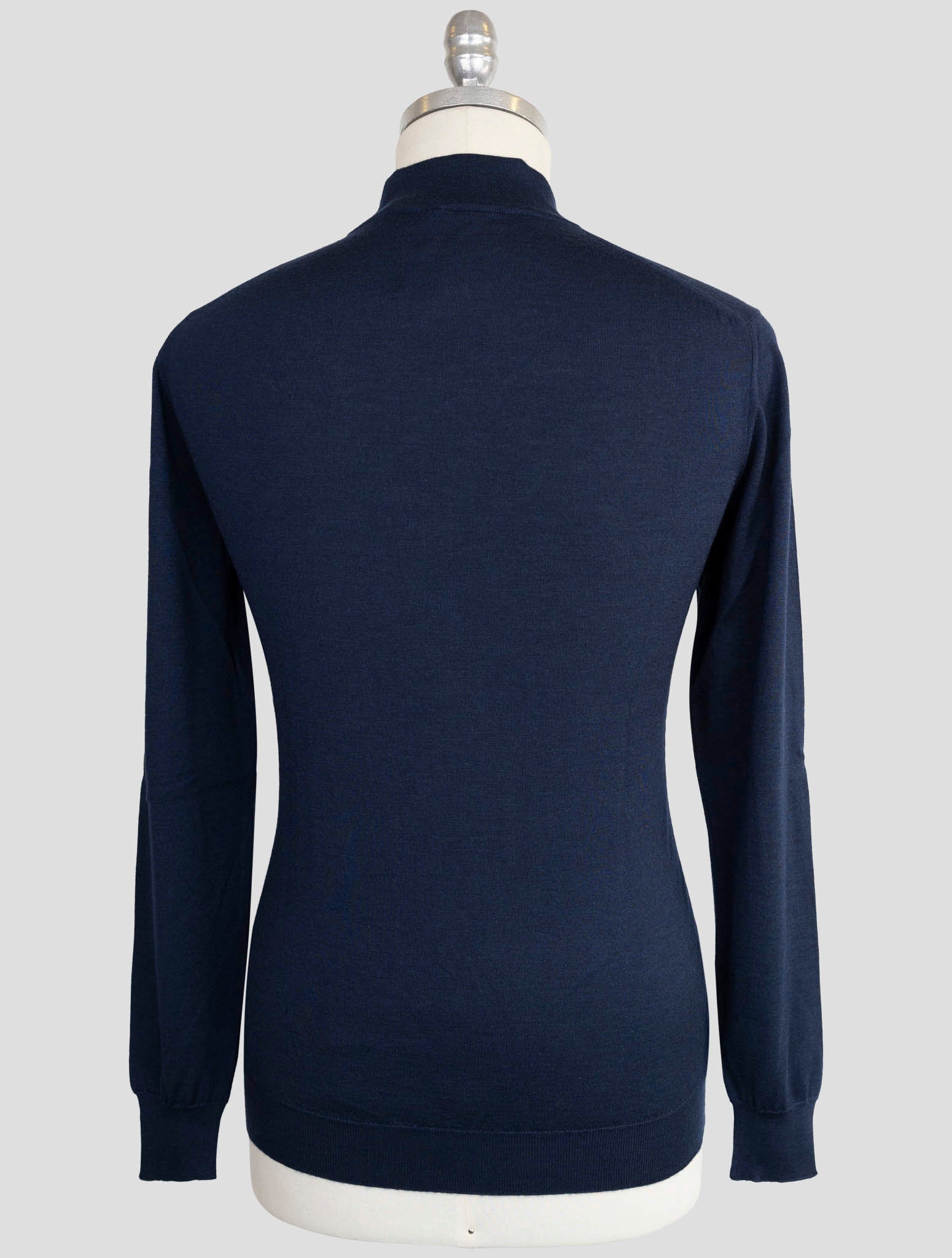 Kiton Blue Cashmere Silk Sweater Half Neck