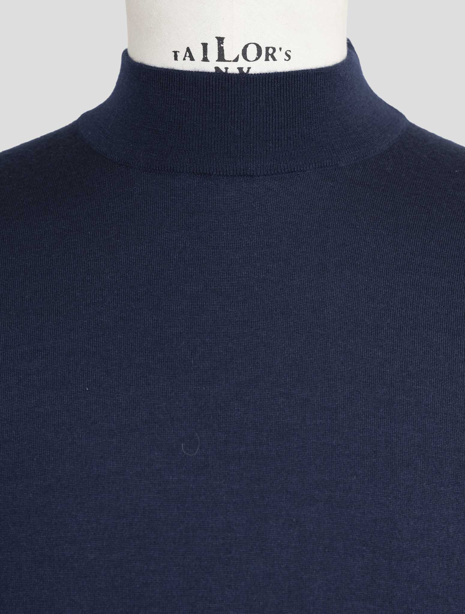 Kiton Blue Cashmere Silk Sweater Half Neck