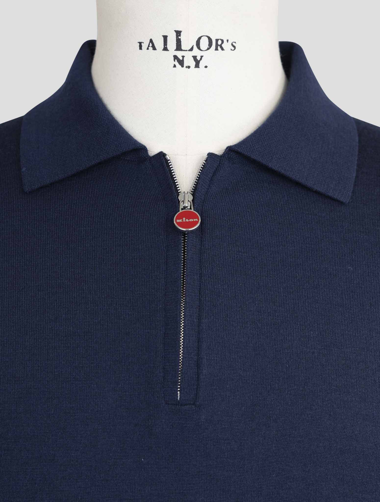 Kiton Blue Cashmere Silk Sweater Polo