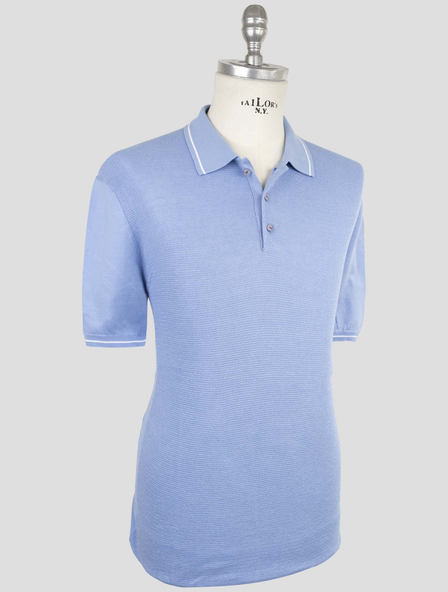 Kiton Light Blue Cotton Polo