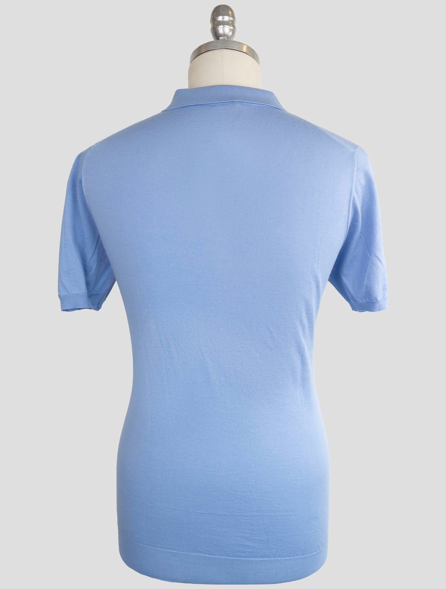 Kiton Light Blue White Cotton Polo