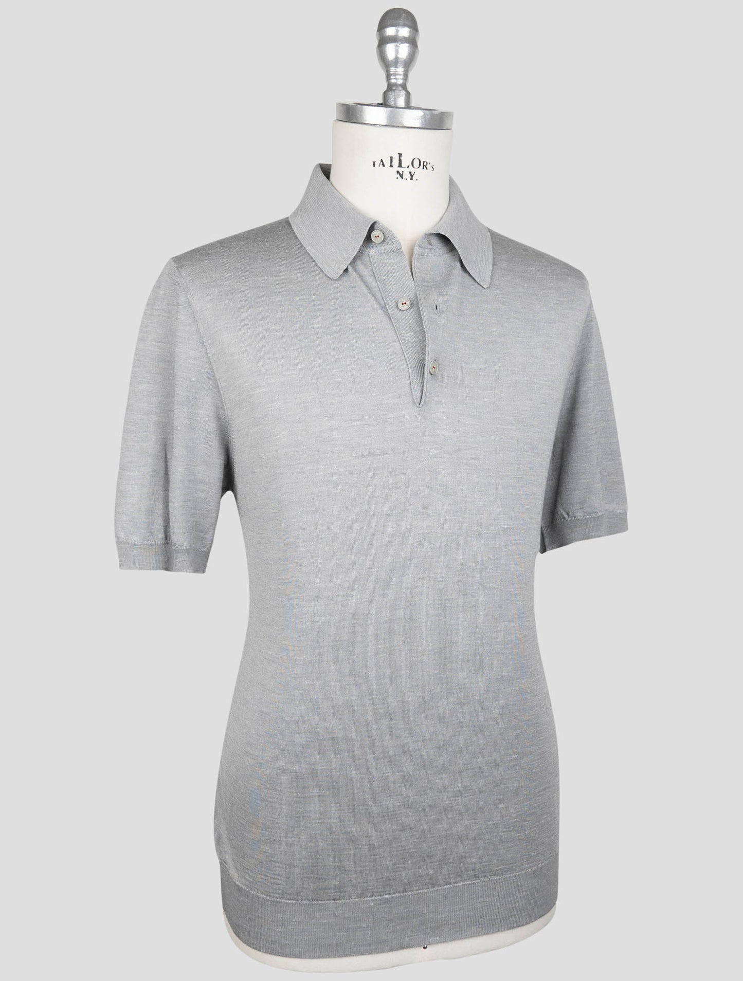 Kiton Gray Silk Cashmere Linen Polo