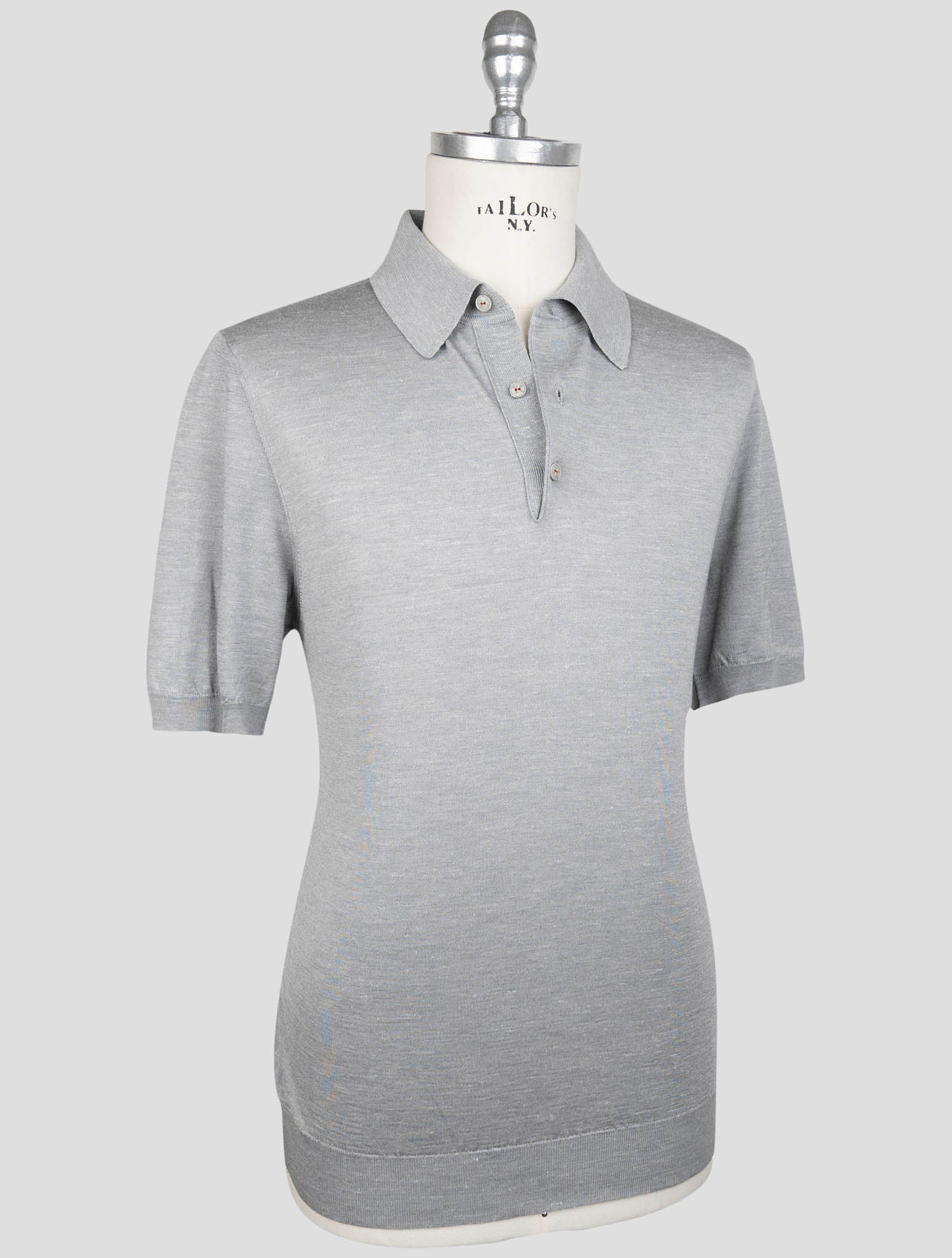 Kiton Gray Silk Cashmere Linen Polo