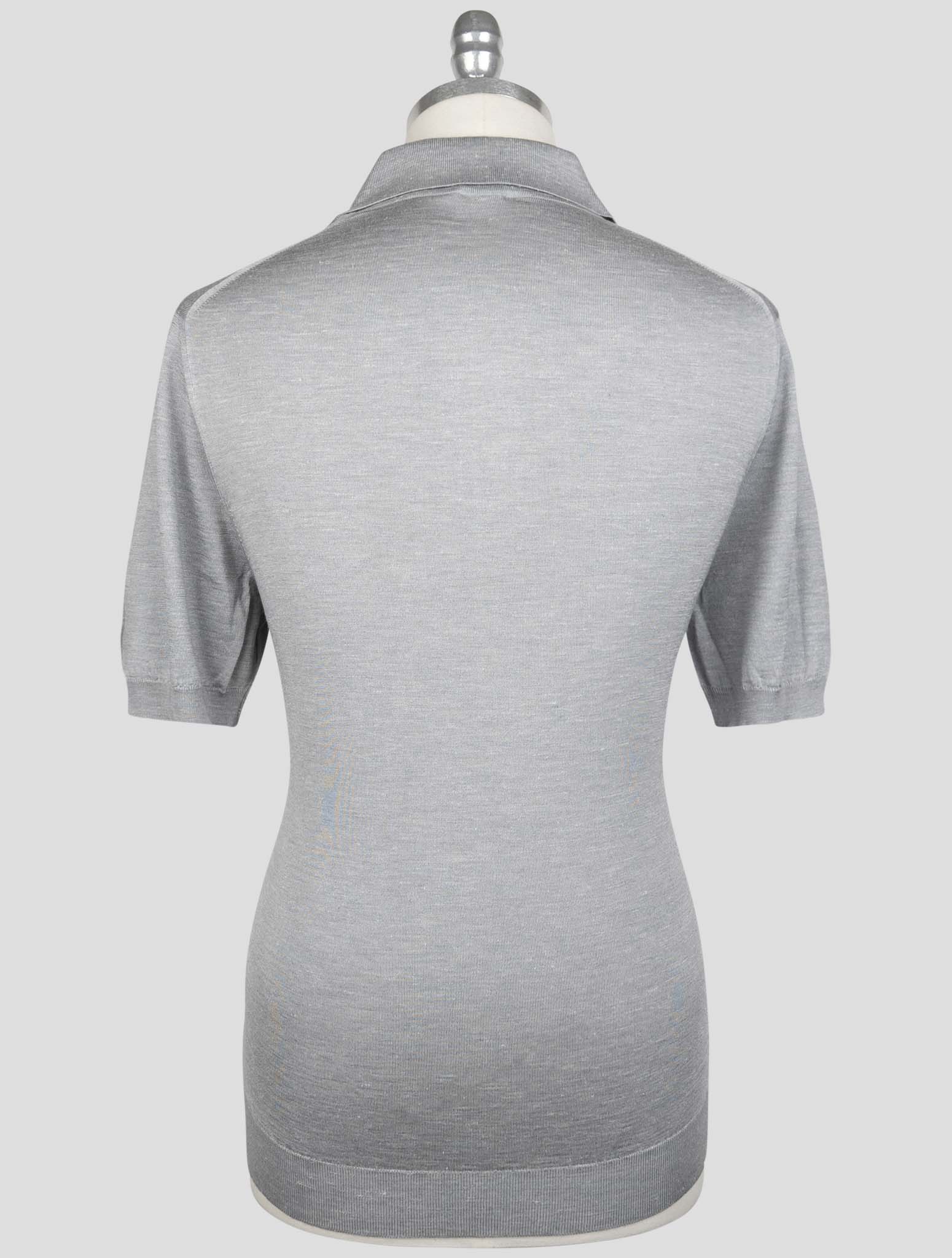 Kiton Gray Silk Cashmere Linen Polo