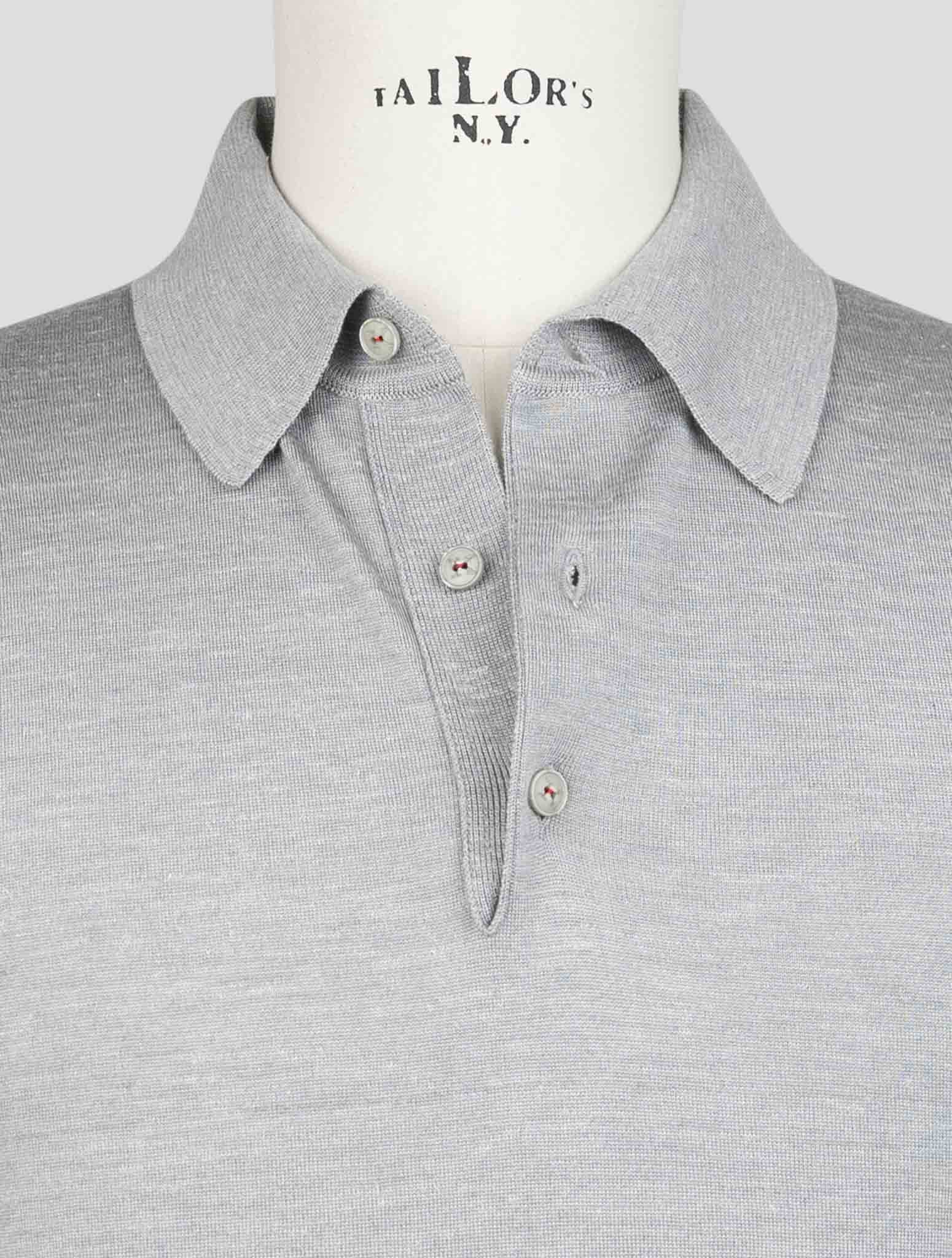 Kiton Gray Silk Cashmere Linen Polo