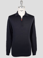 Kiton Blue Wool Sweater Polo