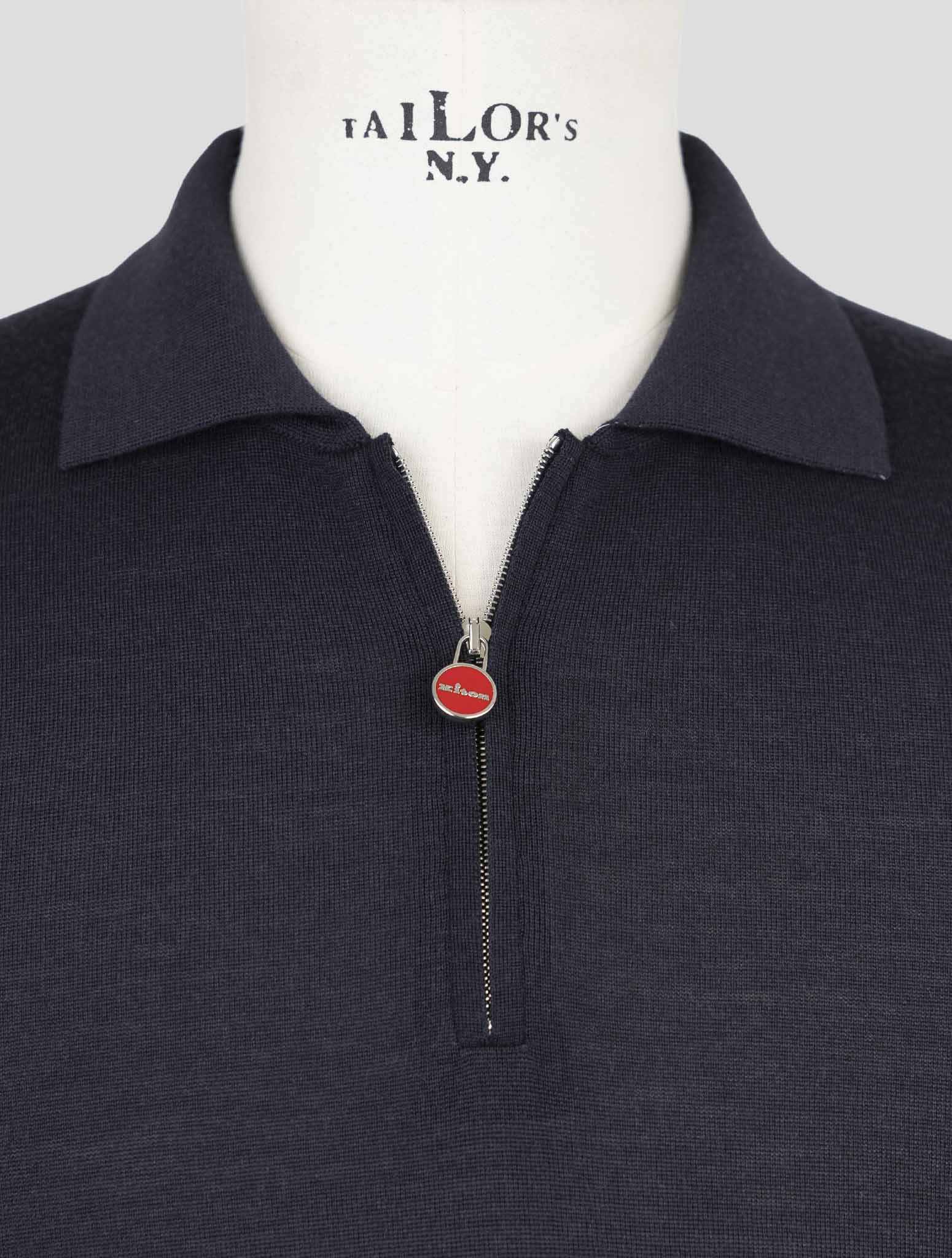 Kiton Blue Wool Sweater Polo