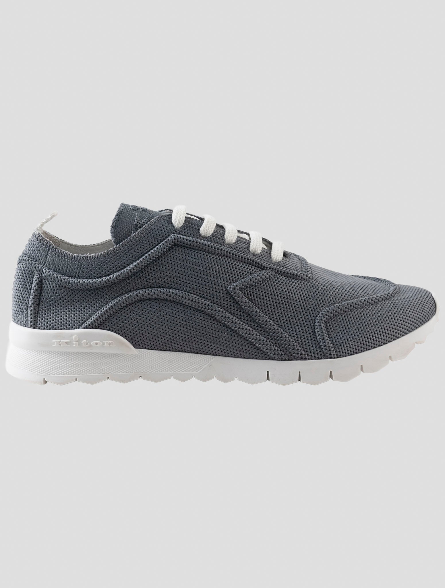 Kiton Gray Cotton Ea Sneakers