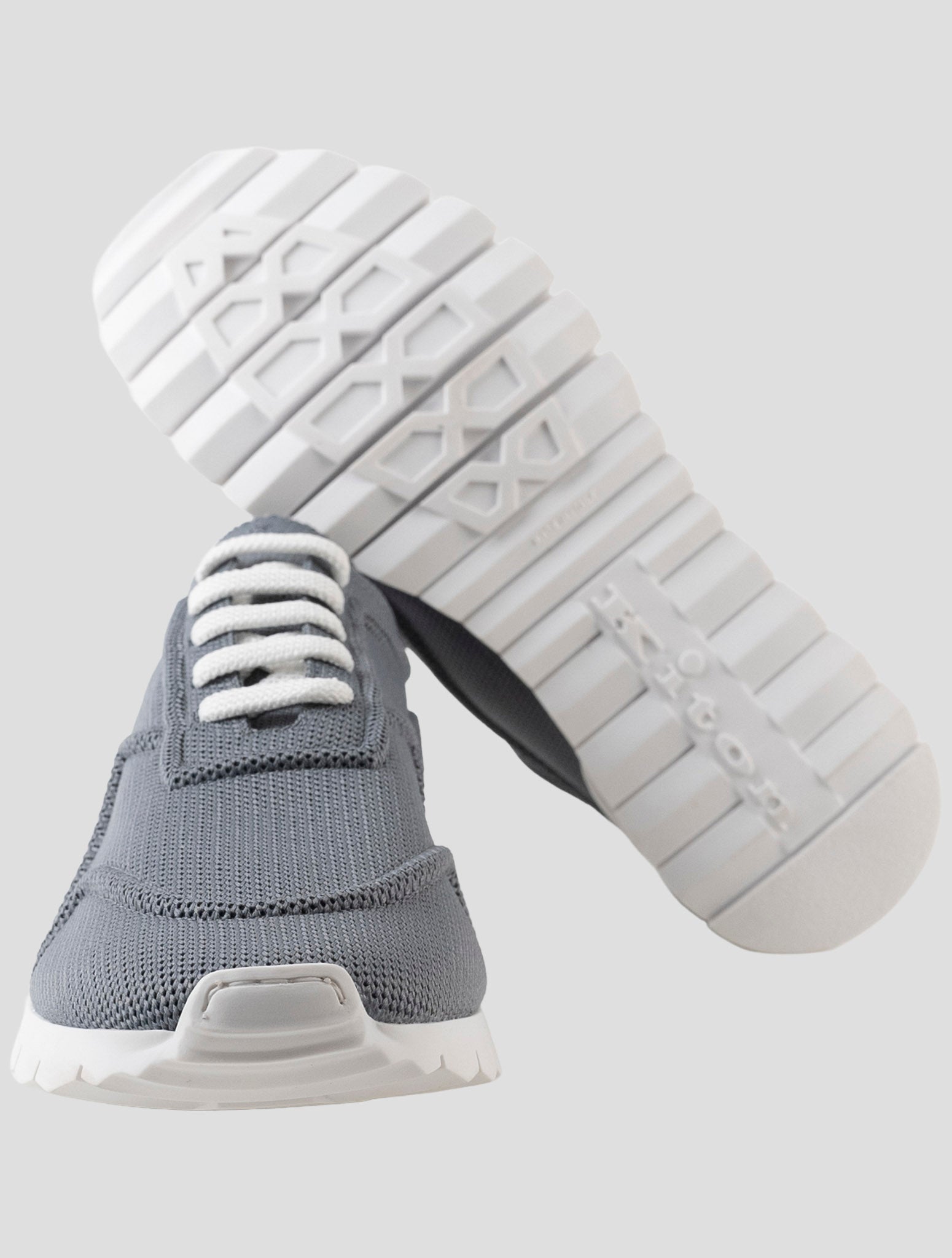 Kiton Gray Cotton Ea Sneakers