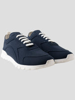 Kiton Blue Cotton Ea Sneakers