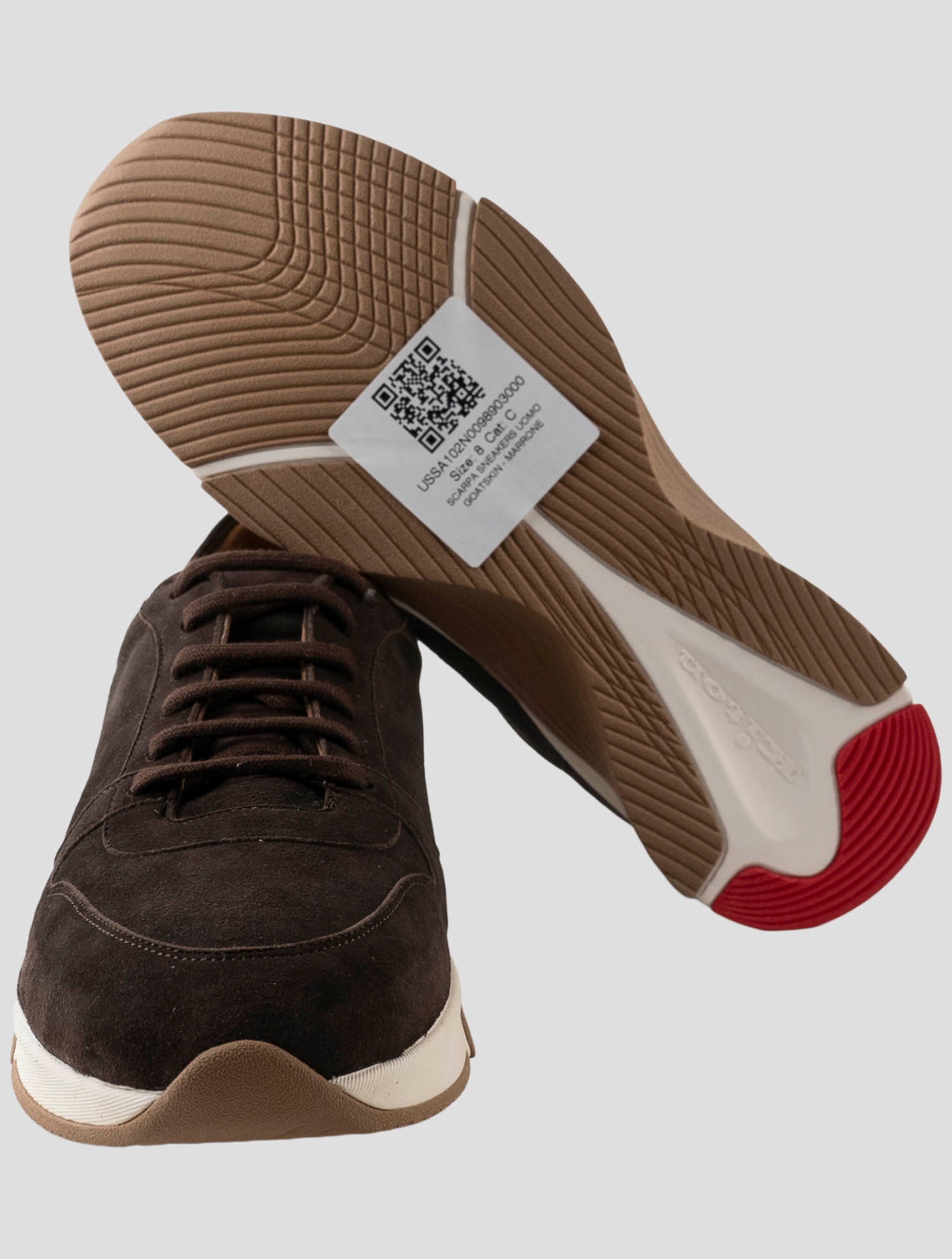 Kiton Brown Leather Suede Sneakers