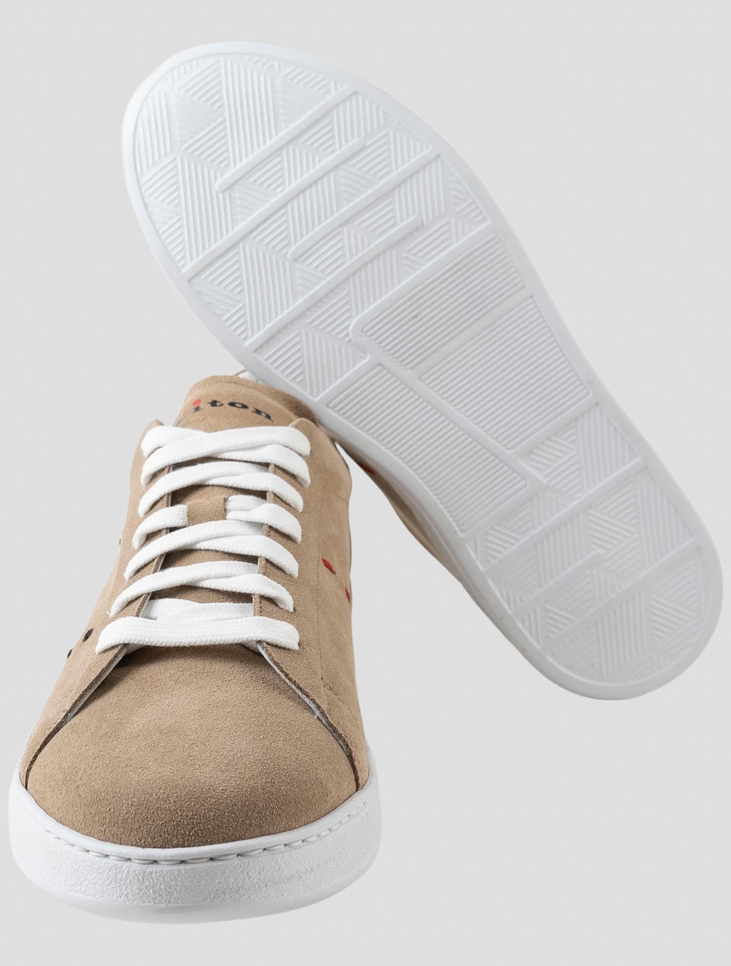 Kiton Brown Leather Suede Sneakers