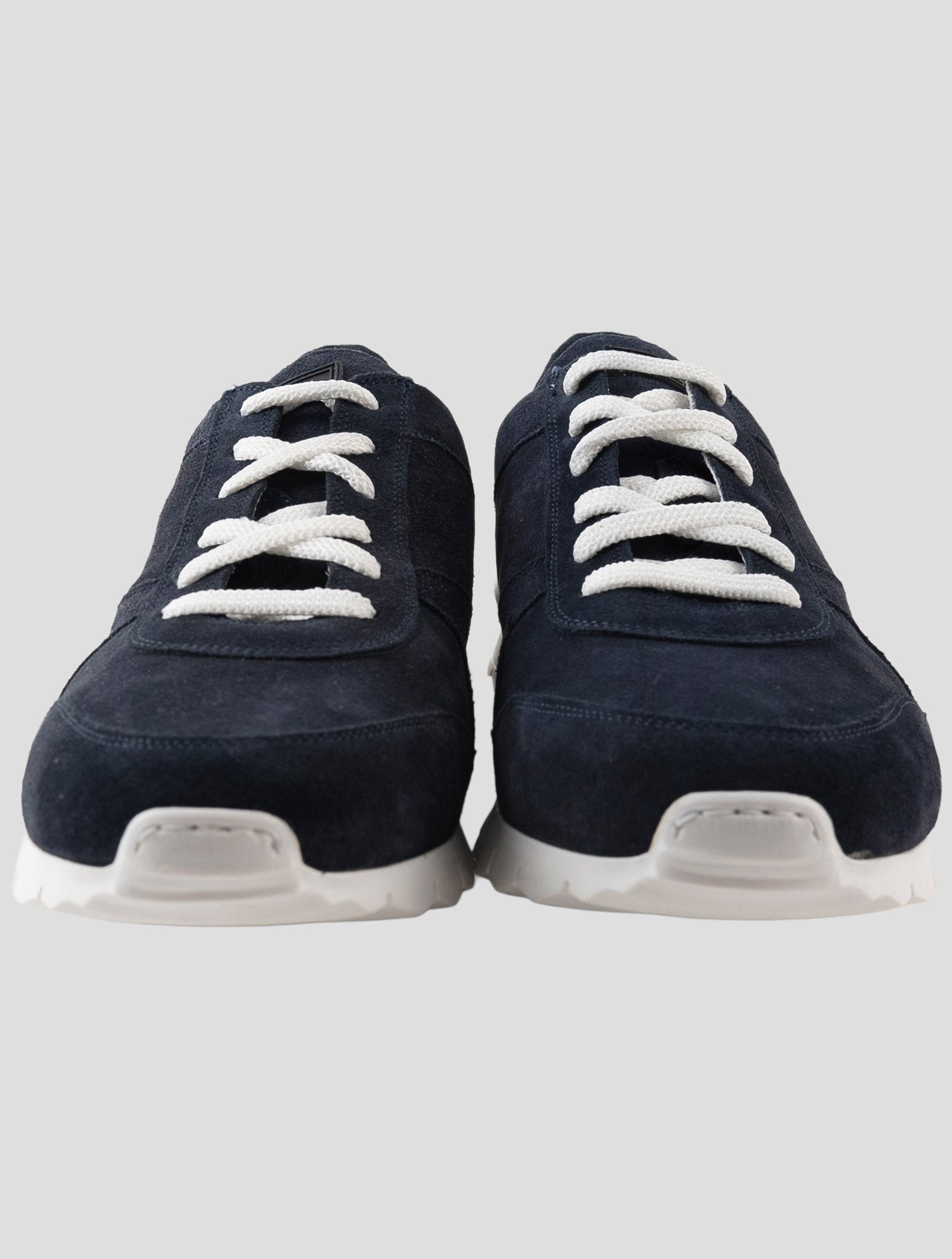 Kiton Blue Leather Suede Sneakers