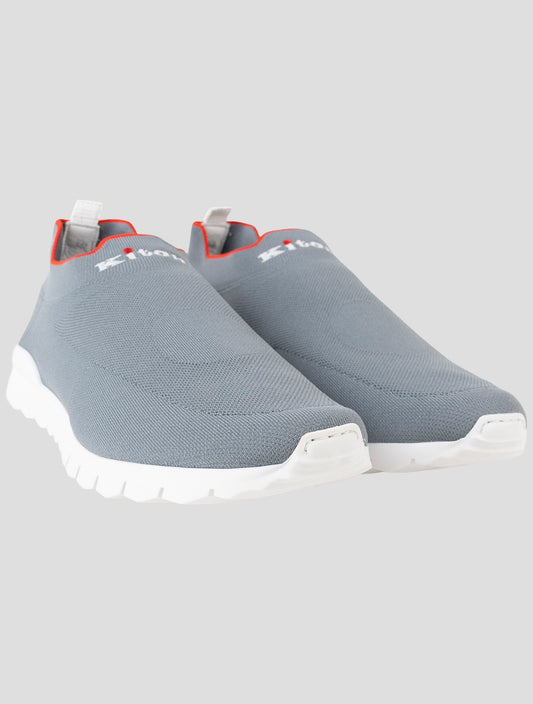 Kiton Gray Cotton Ea Sneakers